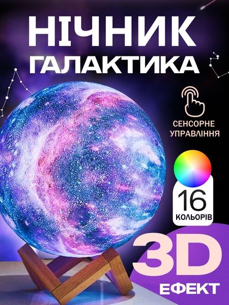 Дитячий світлодіодний нічник галактика Nazim у формі 3D Місяця 2310 фото