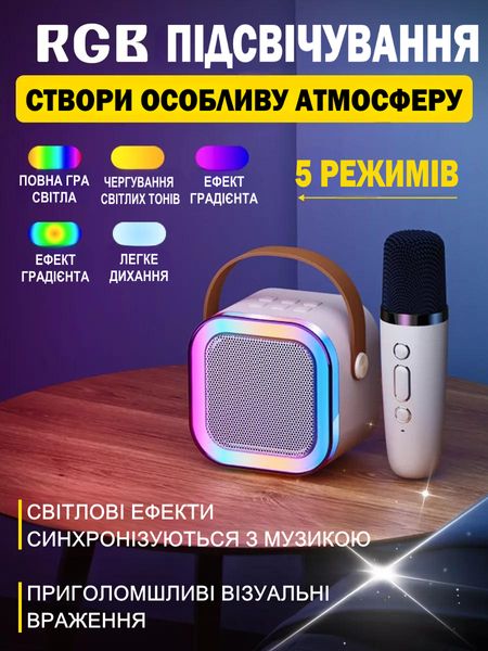 Бездротова портативна Bluetooth колонка Nazim з караоке, у комплекті ДВА мікрофони та різнокольорове RGB підсвічування 2622 фото